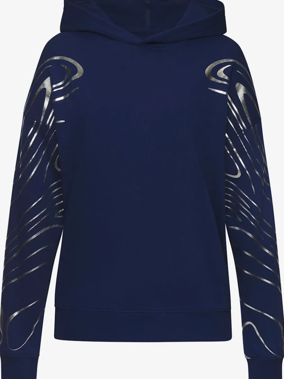 Sweat à capuche à motif abstrait avec bords-côtes doux