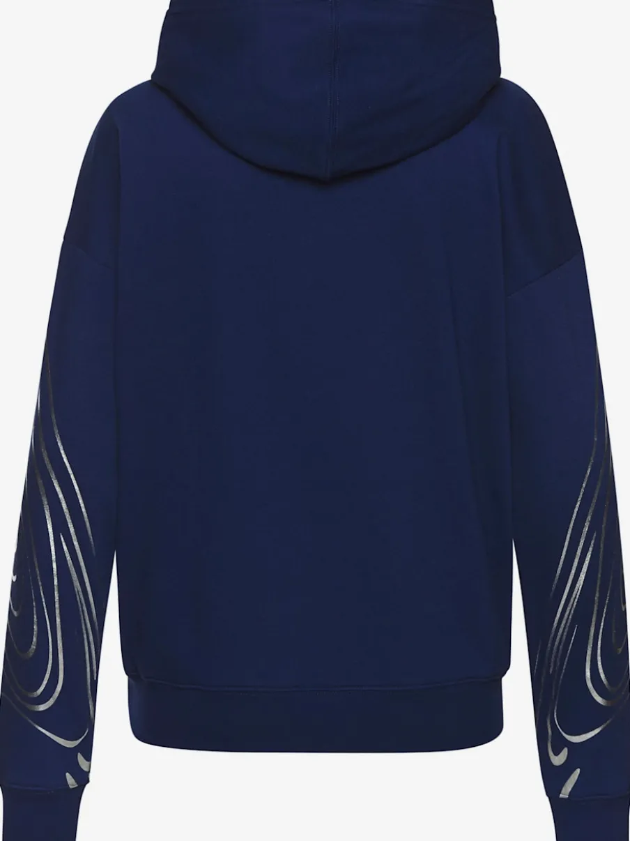 Sweat à capuche à motif abstrait avec bords-côtes doux