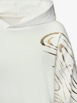 Sweat à capuche à motif abstrait avec bords-côtes doux