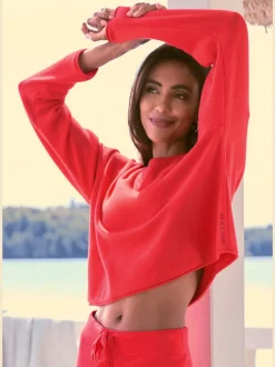 Sweater à encolure ronde avec manches longues et bord roulé