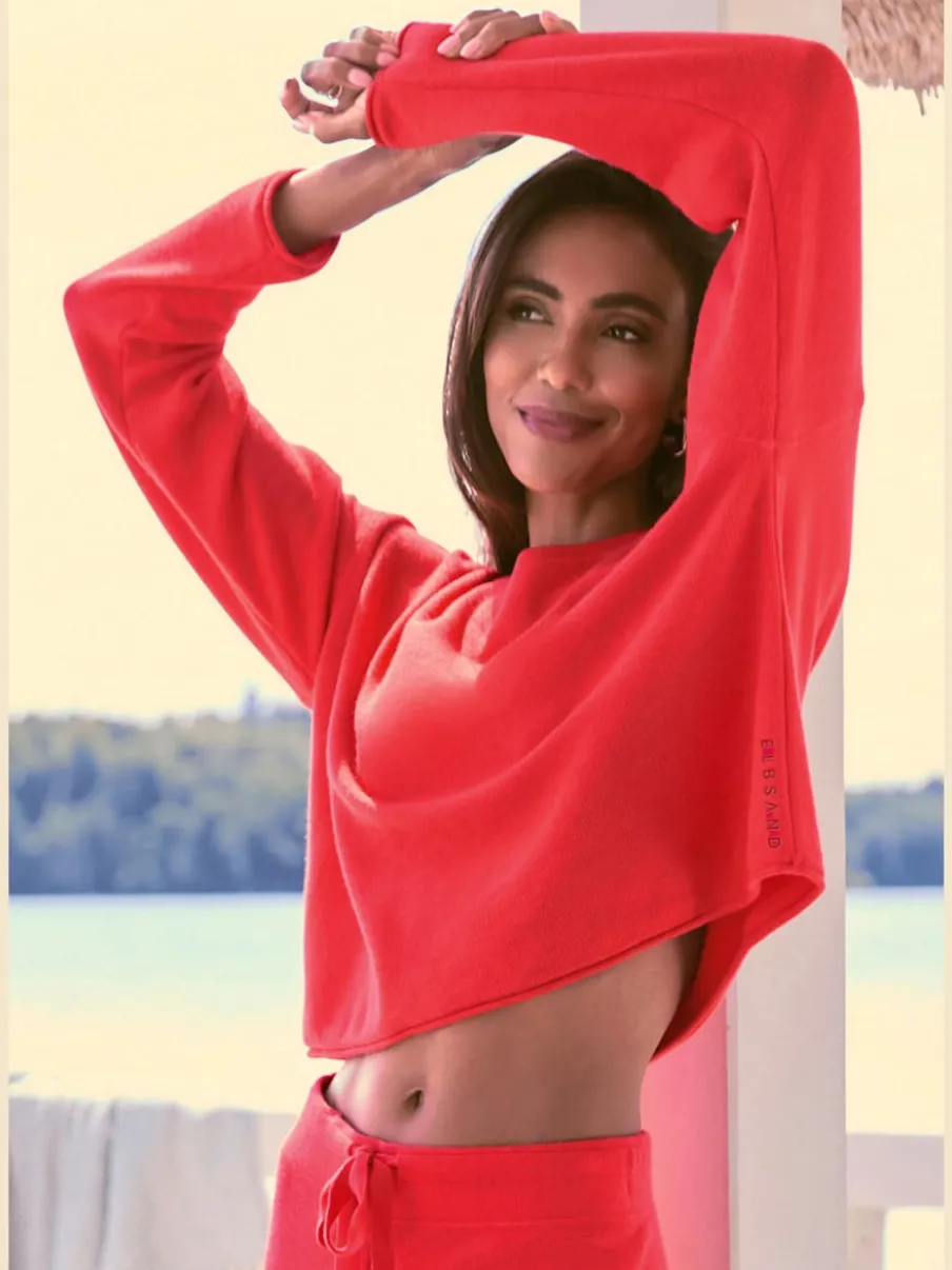 Sweater à encolure ronde avec manches longues et bord roulé