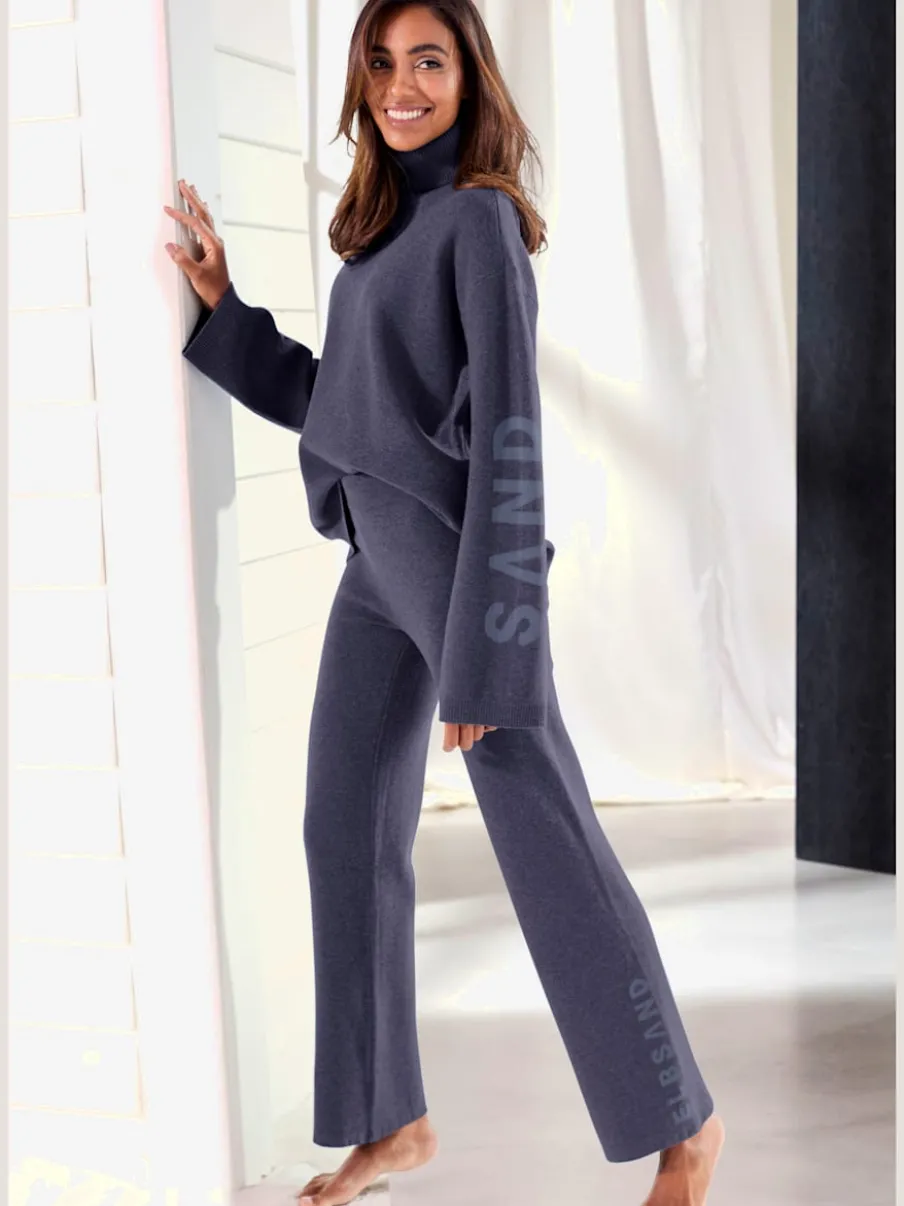 Sweater en tricot doux avec col roulé et manches longues