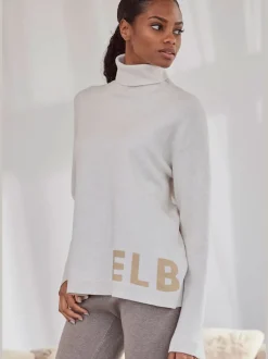 Sweater sweatshirt à col montant avec logo brodé et coupe décontractée
