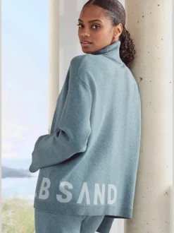 Sweater sweatshirt à col montant avec logo brodé et coupe décontractée
