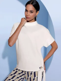 Sweatshirt ample col montant avec lien à nouer latéral