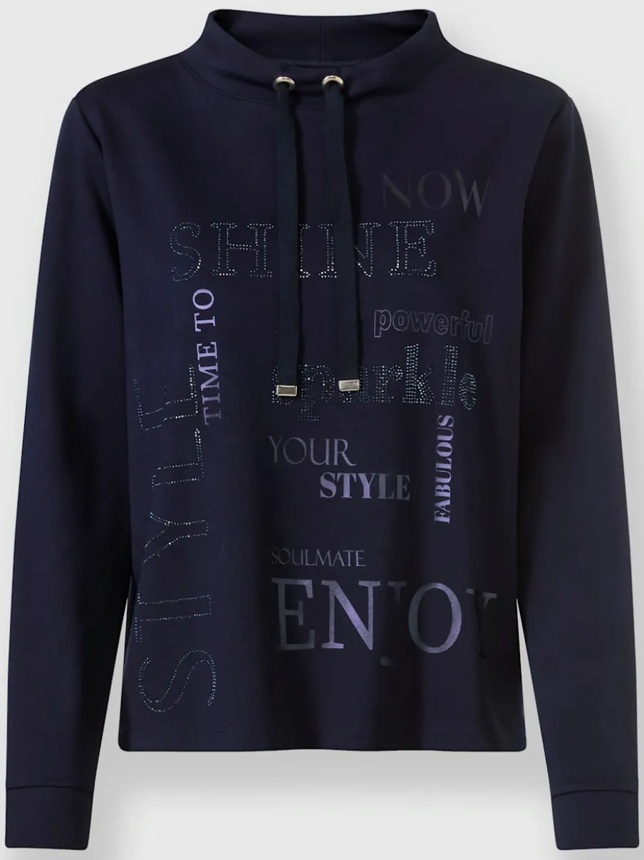 Sweatshirt avec col montant et manches longues imprimé lettres