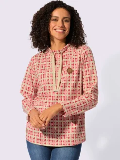 Sweatshirt avec col montant et manches longues à motif multicolore