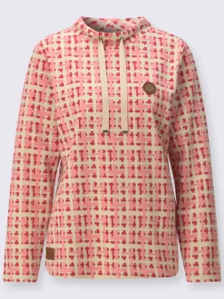 Sweatshirt avec col montant et manches longues à motif multicolore
