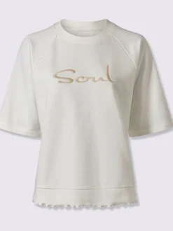 Sweatshirt avec encolure ronde et manches courtes raglan