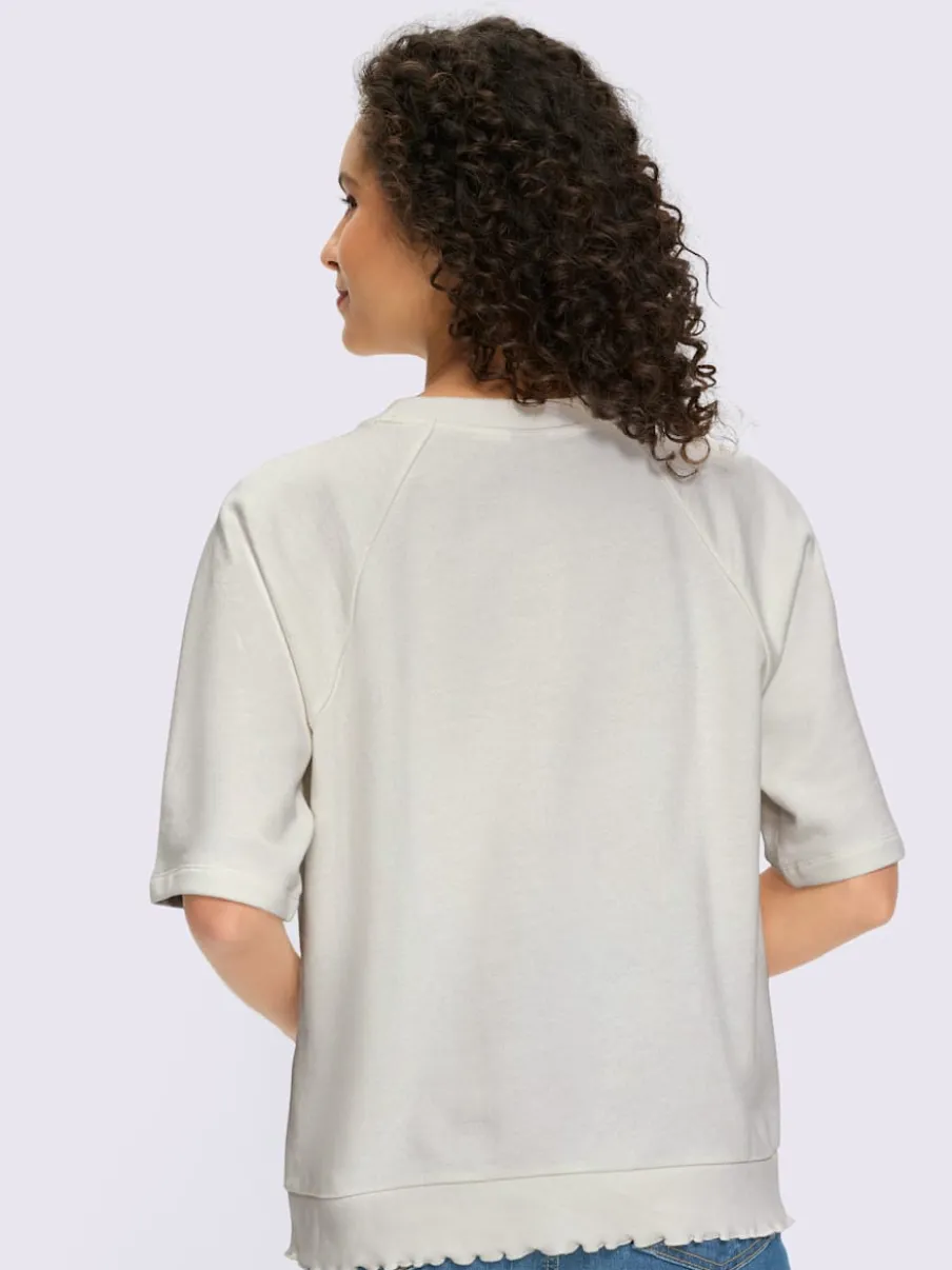 Sweatshirt avec encolure ronde et manches courtes raglan