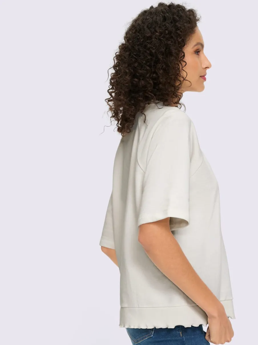 Sweatshirt avec encolure ronde et manches courtes raglan