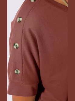 Sweatshirt avec encolure ronde et manches courtes légèrement longues