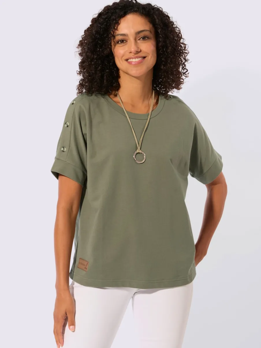 Sweatshirt avec encolure ronde et manches courtes légèrement longues