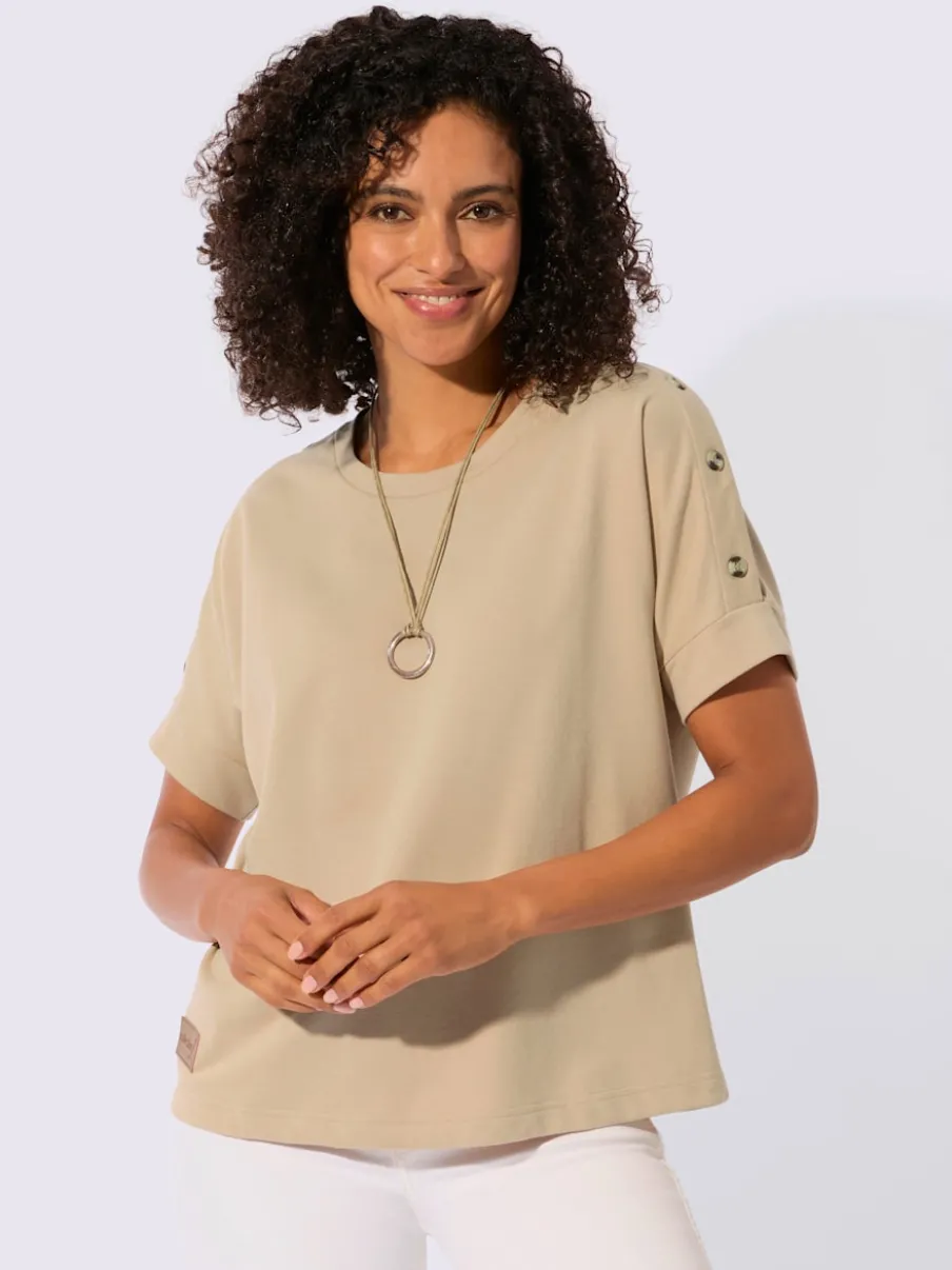 Sweatshirt avec encolure ronde et manches courtes légèrement longues