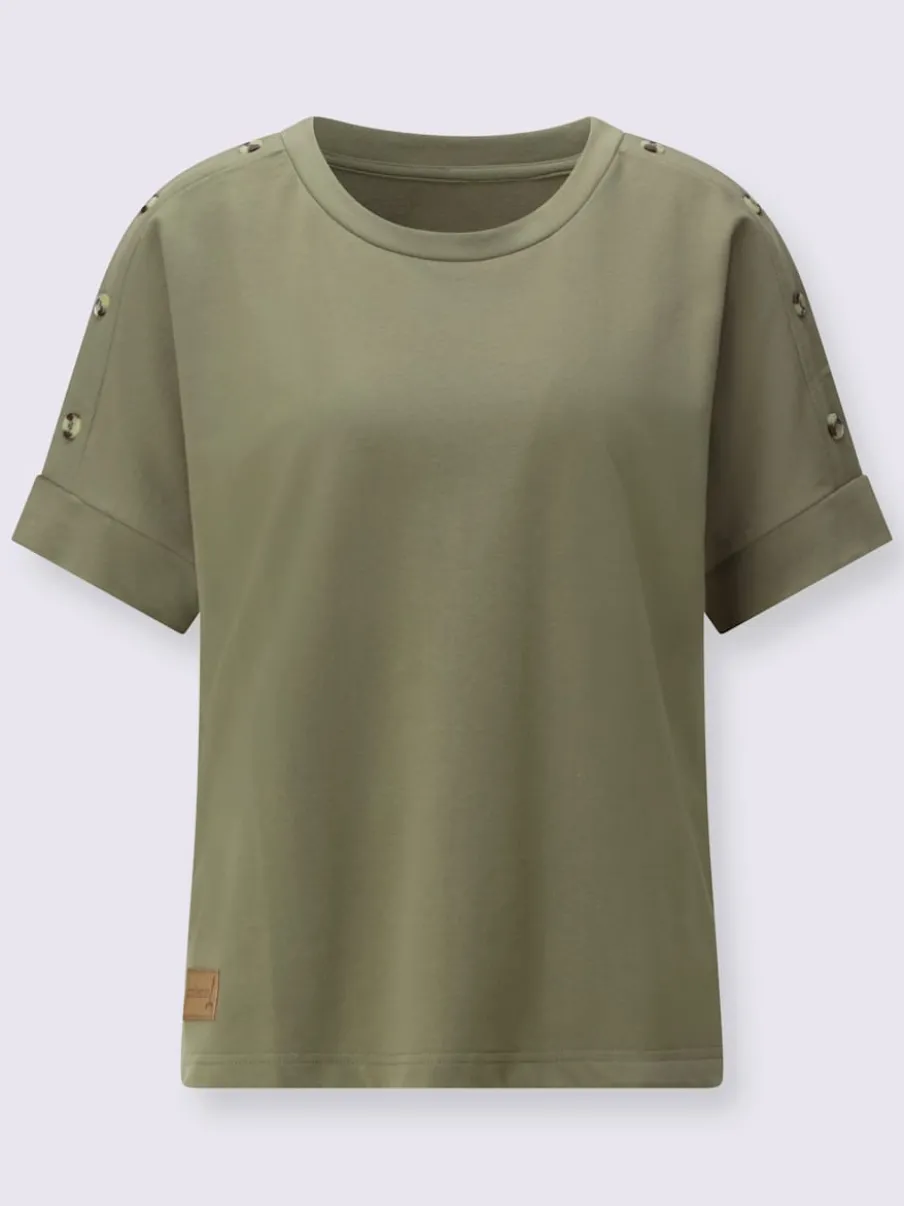 Sweatshirt avec encolure ronde et manches courtes légèrement longues