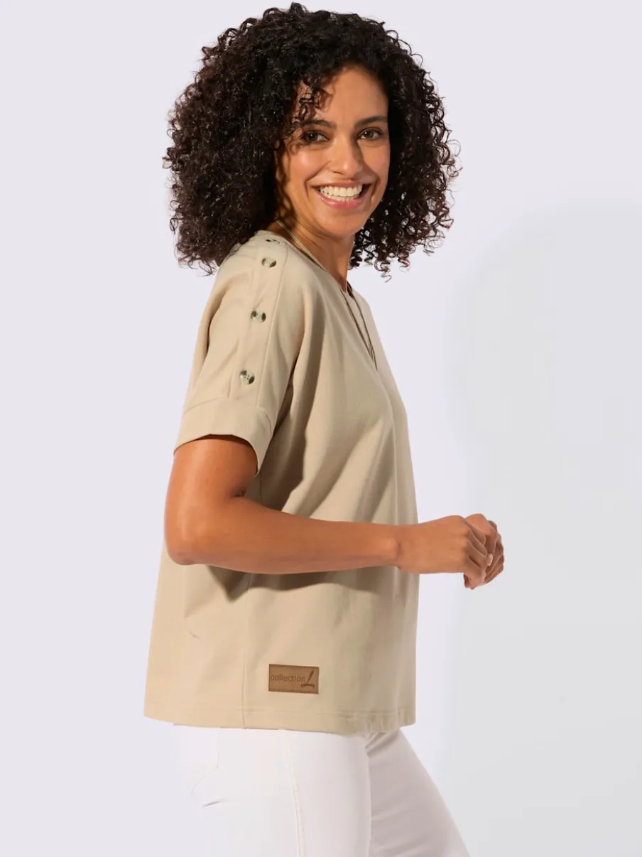 Sweatshirt avec encolure ronde et manches courtes légèrement longues