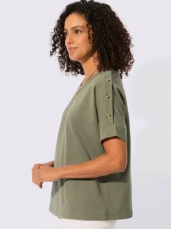 Sweatshirt avec encolure ronde et manches courtes légèrement longues
