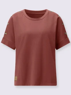 Sweatshirt avec encolure ronde et manches courtes légèrement longues