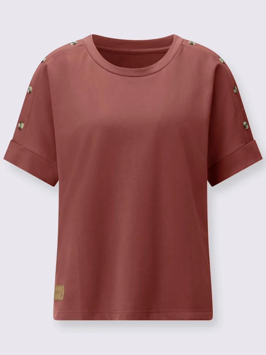 Sweatshirt avec encolure ronde et manches courtes légèrement longues