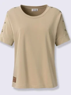 Sweatshirt avec encolure ronde et manches courtes légèrement longues