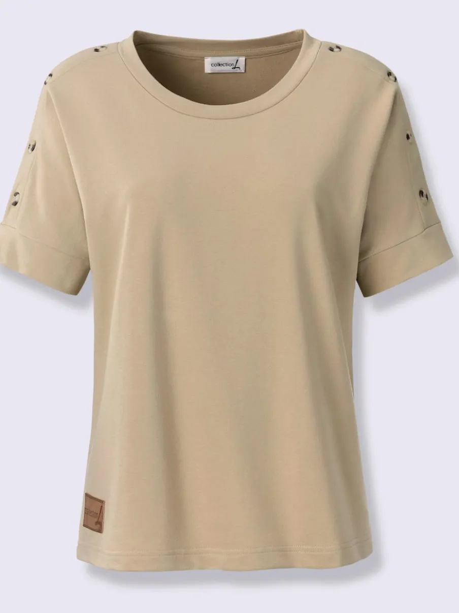 Sweatshirt avec encolure ronde et manches courtes légèrement longues