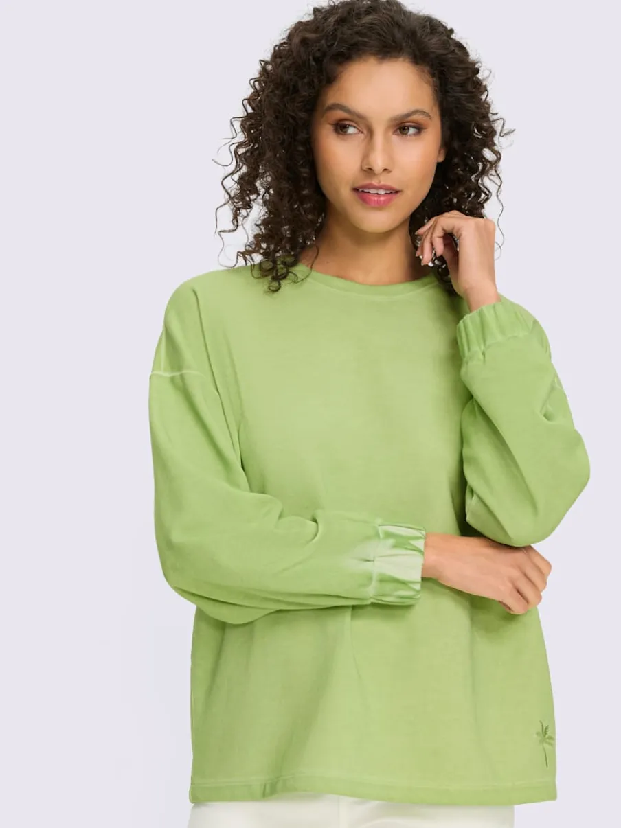 Sweatshirt avec encolure ronde et manches à bords-côtes