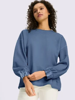 Sweatshirt avec encolure ronde et manches à bords-côtes