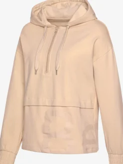 Sweatshirt avec glissière et capuche à manches longues et logo intégrant une qualité de sweat douce et élastique