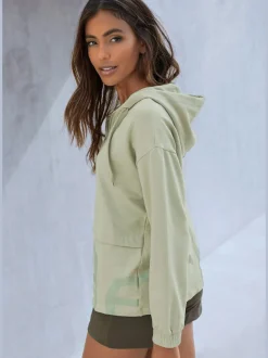 Sweatshirt avec glissière et capuche à manches longues et logo intégrant une qualité de sweat douce et élastique