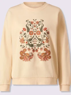 Sweatshirt avec imprimé floral et détails brillants encolure ronde et manches longues