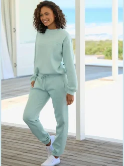Sweatshirt avec logo brodé et finitions côtelées aux manches