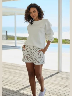 Sweatshirt avec logo brodé et finitions côtelées aux manches