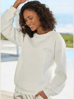 Sweatshirt avec logo brodé et finitions côtelées aux manches