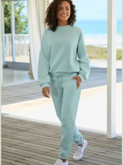 Sweatshirt avec logo brodé et finitions côtelées aux manches
