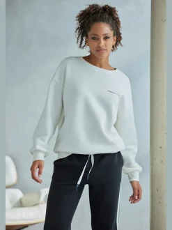 Sweatshirt avec logo imprimé manches longues à bords-côtes