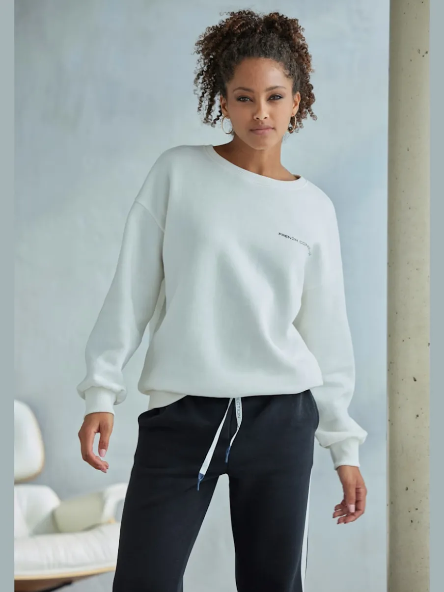 Sweatshirt avec logo imprimé manches longues à bords-côtes