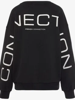 Sweatshirt avec logo imprimé manches longues à bords-côtes
