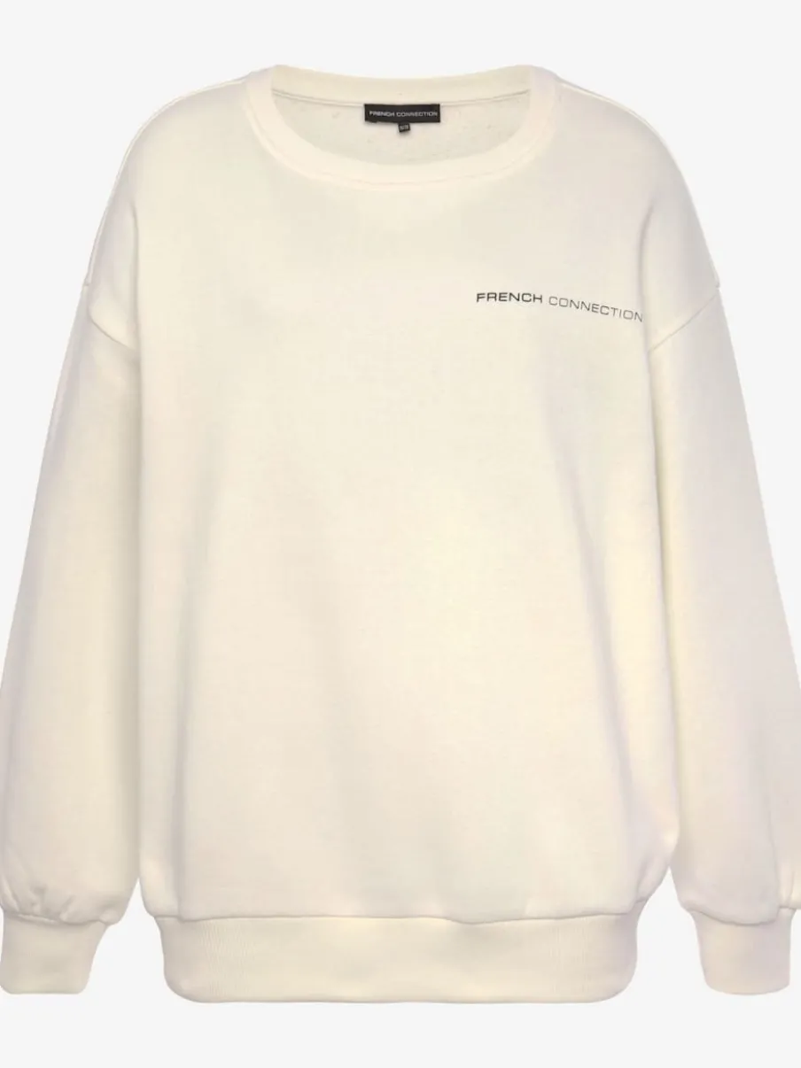 Sweatshirt avec logo imprimé manches longues à bords-côtes