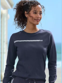 Sweatshirt basique à encolure ronde avec logo et bords-côtes doux