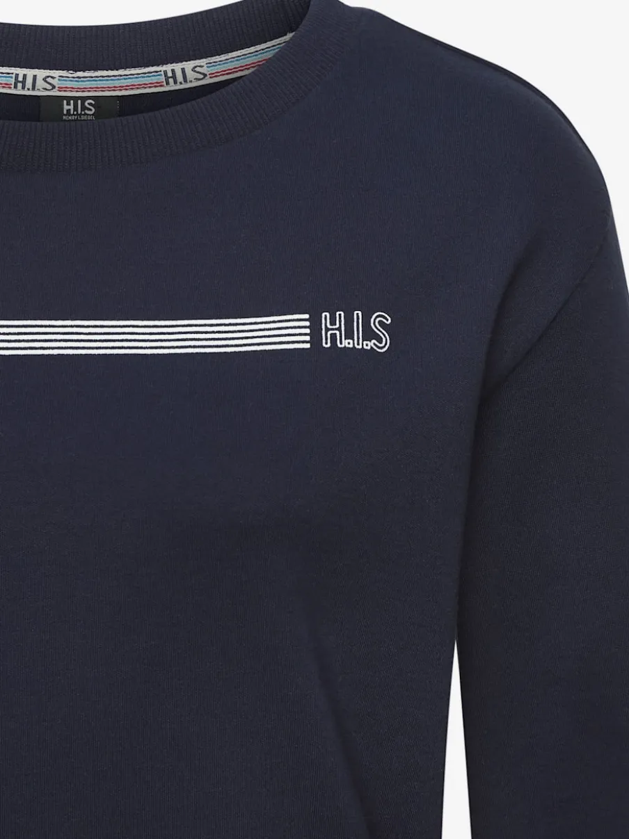 Sweatshirt basique à encolure ronde avec logo et bords-côtes doux