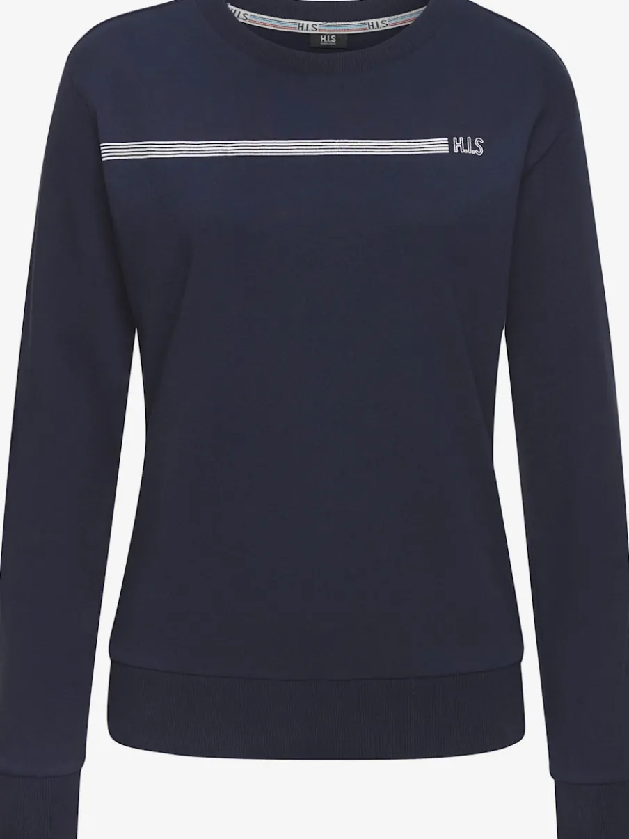 Sweatshirt basique à encolure ronde avec logo et bords-côtes doux