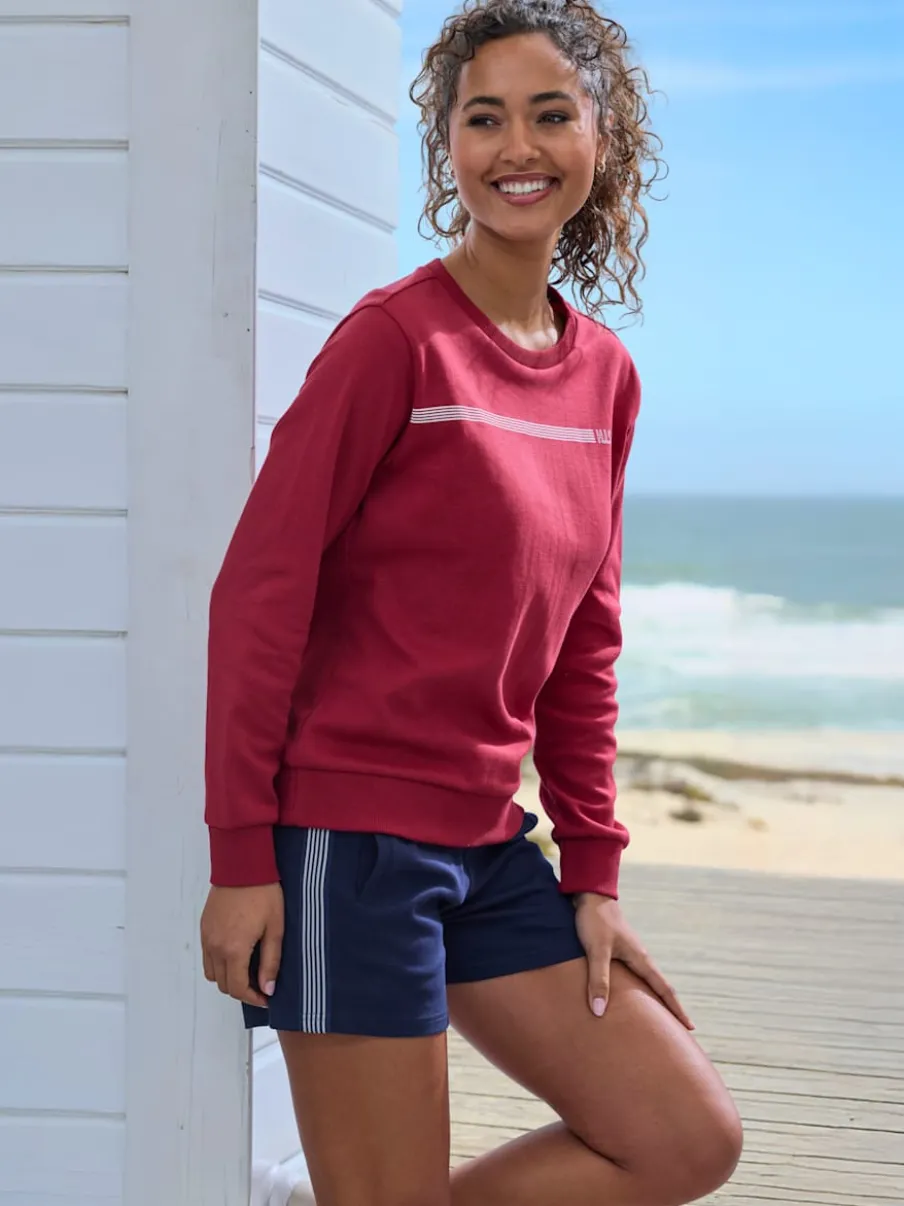 Sweatshirt basique à encolure ronde avec logo et bords-côtes doux