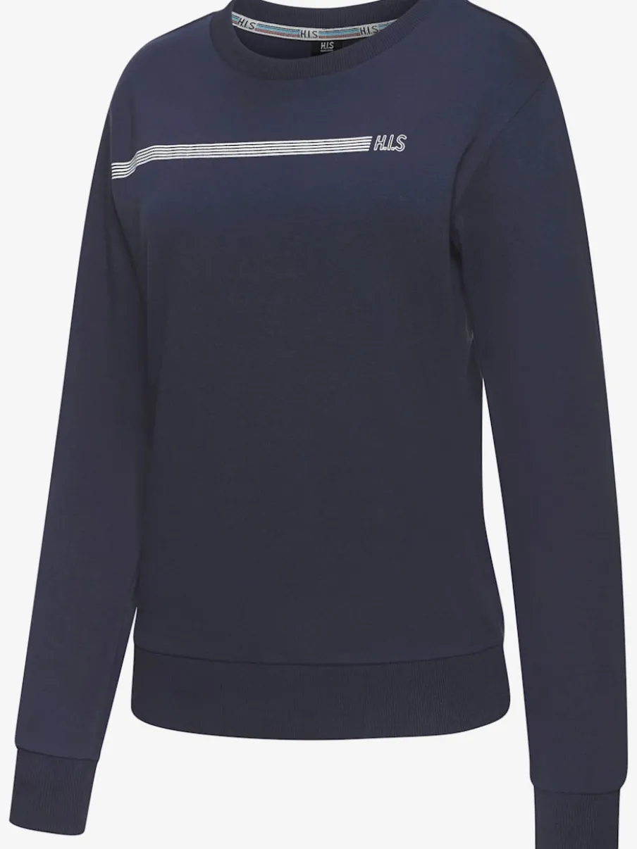 Sweatshirt basique à encolure ronde avec logo et bords-côtes doux