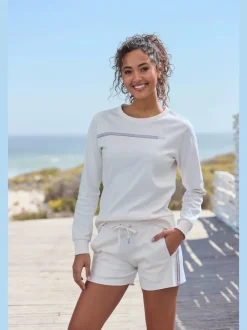 Sweatshirt basique à encolure ronde avec logo et bords-côtes doux