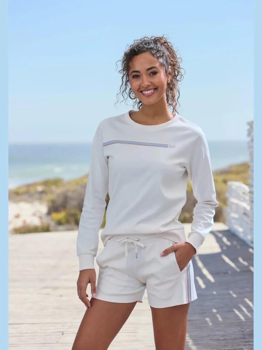 Sweatshirt basique à encolure ronde avec logo et bords-côtes doux