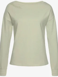 Sweatshirt basique à large encolure et manches longues avec logo ton sur ton