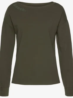 Sweatshirt basique à large encolure et manches longues avec logo ton sur ton