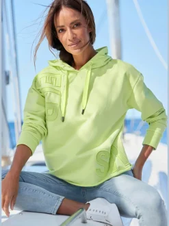 Sweatshirt à capuche avec cordon et logo brodé et manches longues