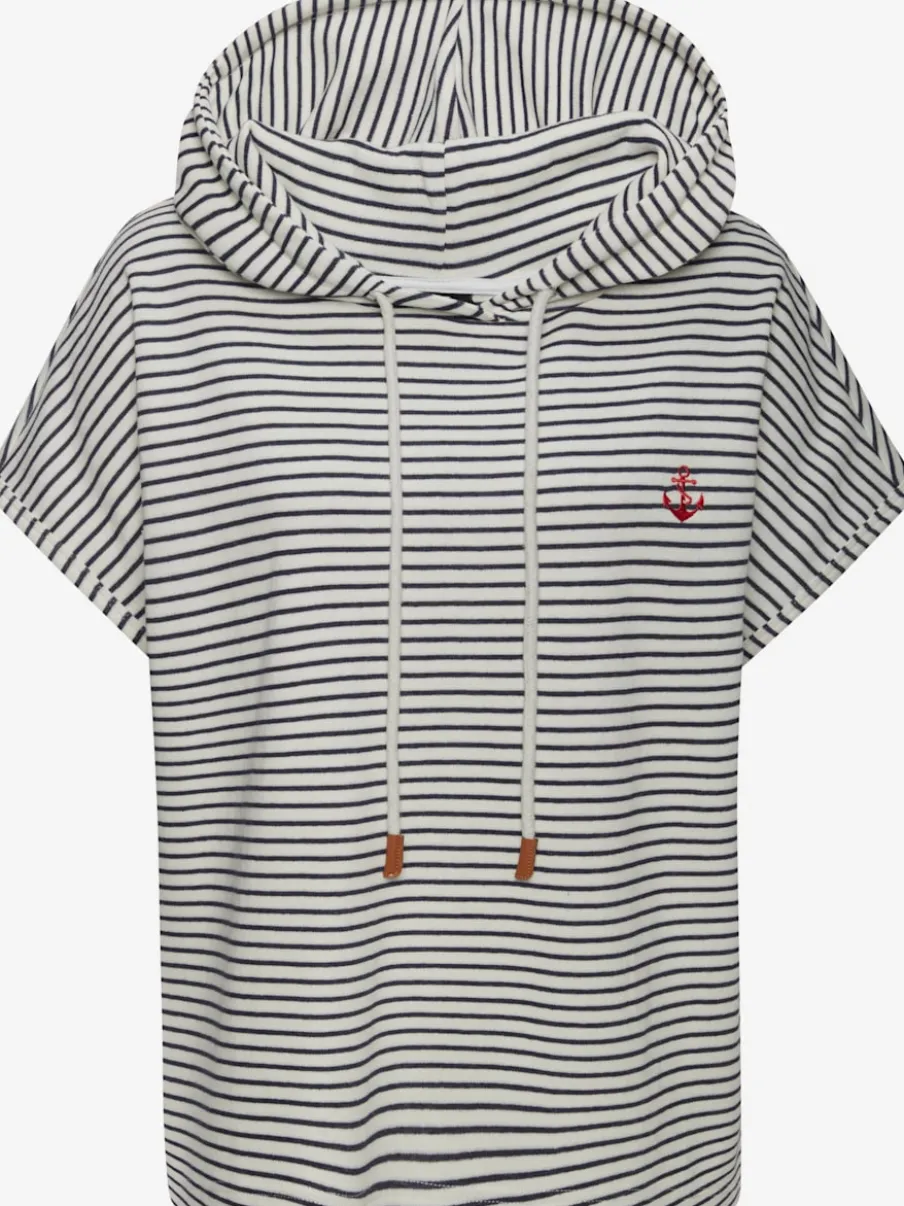 Sweat-shirt à capuche avec cordon et rayures marinière
