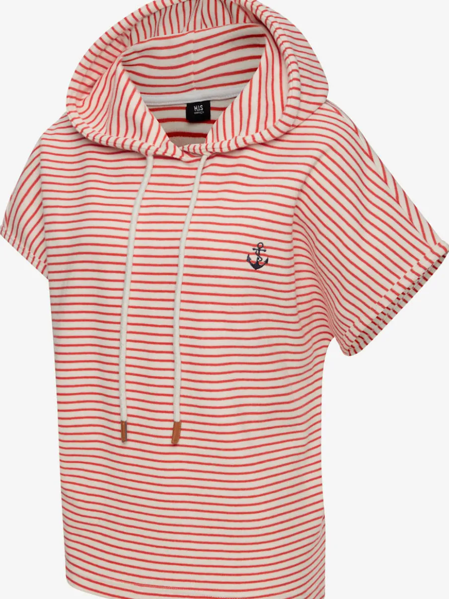 Sweat-shirt à capuche avec cordon et rayures marinière